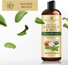 Coconut Oil Pulling for Teeth and Gums with Peppermint Oil - Organic Coconut Oil Pulling Oil Mouthwash for Fresh Breath, Oral Health and Cleaner Teeth and Gums - 8 Fl Oz
