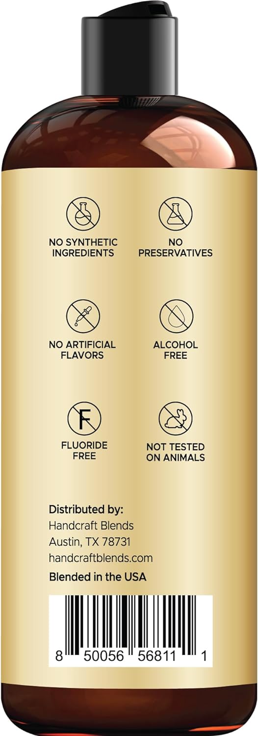 Coconut Oil Pulling for Teeth and Gums with Peppermint Oil - Organic Coconut Oil Pulling Oil Mouthwash for Fresh Breath, Oral Health and Cleaner Teeth and Gums - 8 Fl Oz
